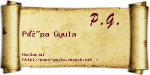 Pápa Gyula névjegykártya